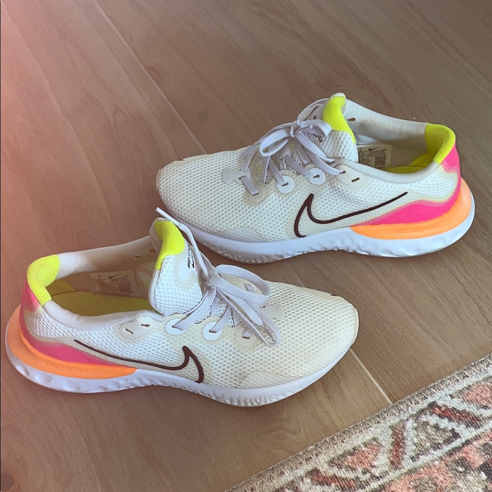 Nike White Sneakers with Neon Accents